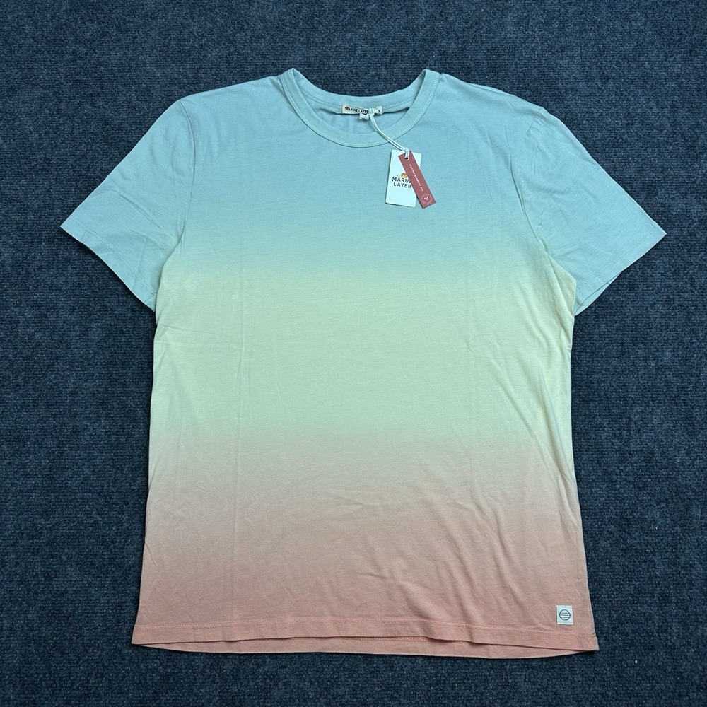 Marine Layer Men's Signature Crew Tee Short Sleeve Shirt Green Ombré Mens Small